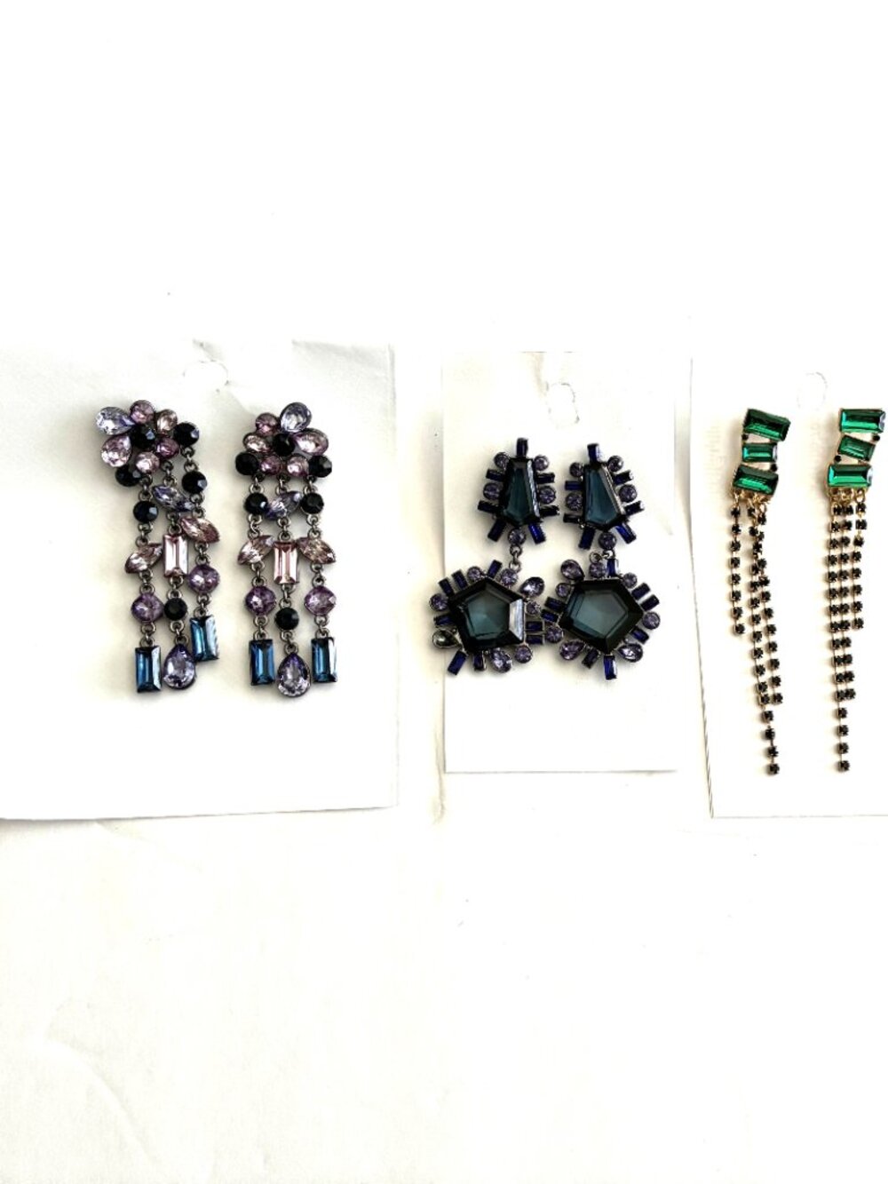 3 Pairs Sparkling Dangle Earrings